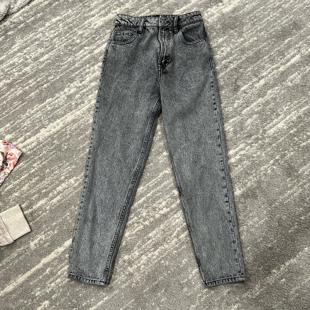 Grey straight legged pants
